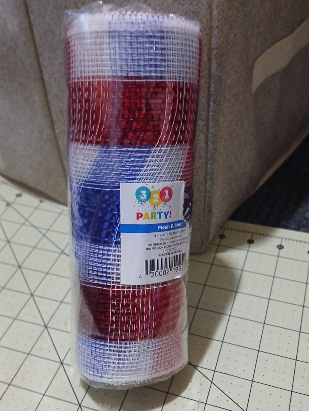 Deco Mesh - White/Red/Blue